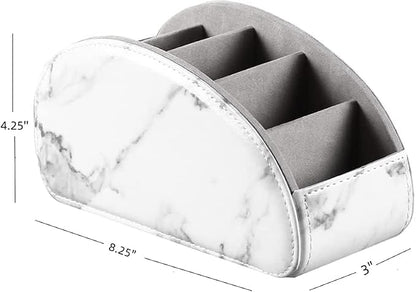 Arnice PU Leather Remote Holder, Arc Shape Caddy Desktop Organizer - Image 2