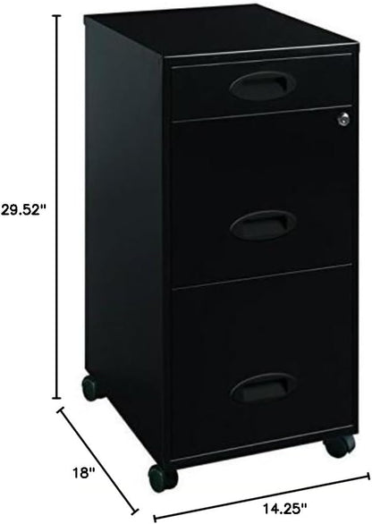 Pemberly Row 3 Drawers 29.52" Vertical Black Metal Filing Cabinet Lockable - Image 3