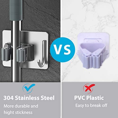 homeasy Mop Broom Holder No Drill, Mop Broom Organizer Wall Mounted Heavy Duty - Image 2