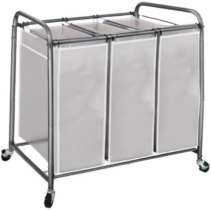 STO STO Laundry Sorter 3 Section, 3 Bag Laundry Hamper, Rolling Laundry Cart - Image 7