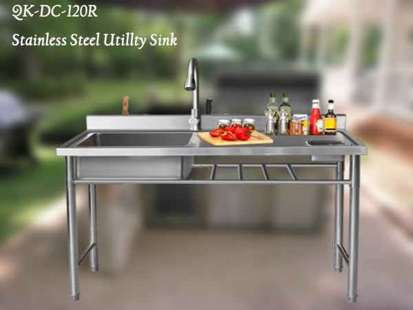 Qian Kun Free Standing 39.3 * 19.7 * 35.4 Left Single Bowl Outdoor Kitchen Sink - Image 8