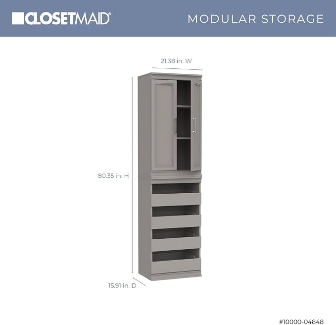 ClosetMaid Modular Storage 21.38-inch W 3-Shelf 4-Drawer Tower Wood Closet - Image 3