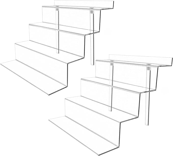 BYCY Display Stand 4 Tier Black Display Riser 2 Pack Displays Perfume by BYCY