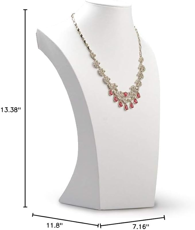 Oirlv White Leather Jewelry Bust Necklace Display Stand Trade Show Jewelry - Image 9