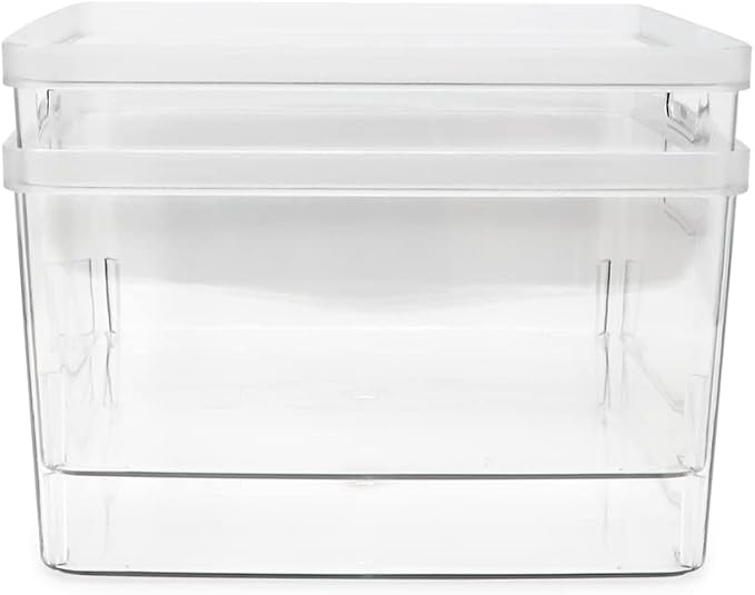 Isaac Jacobs 2-Pack Square Clear Storage Bins w/Cutout Handles, Plastic - Image 5