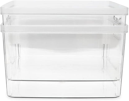 Isaac Jacobs 2-Pack Square Clear Storage Bins w/Cutout Handles, Plastic - Image 5