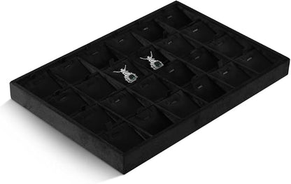 Velvet Necklace Display Tray, Stackable 24 Grid Insert Pendant Necklaces - Image 4