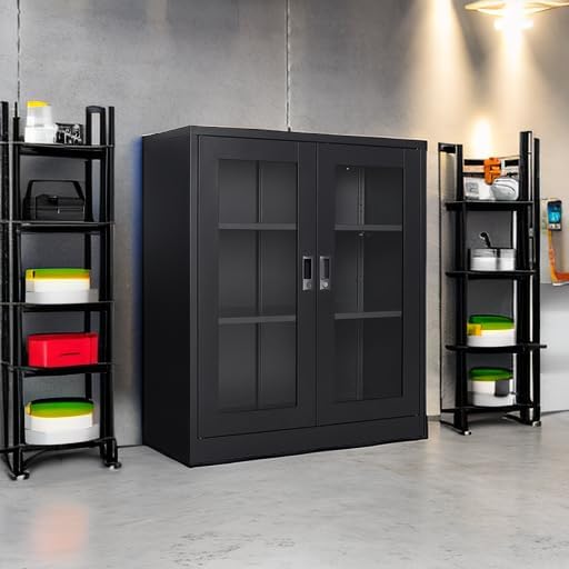SISESOL Black Metal Storage Cabinet - Image 6