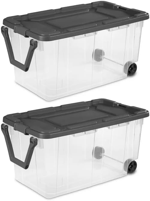 2 Count 160 Quart Wheeled Stacker, Extra Large Durable Clear Bin, Box by Unknown