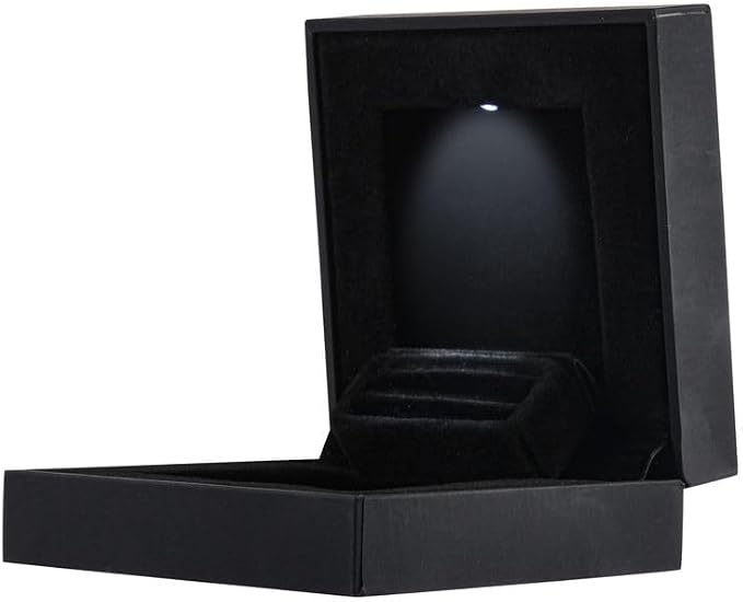 Allure - Slim Ring Box With LED Light, Square Shaped Elegant Flat Diamond Ring - Image 3