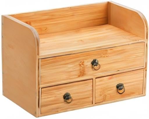 Nicunom Bamboo Desk Organizer, 3-Tier Bamboo Tabletop Storage Organization - Image 10