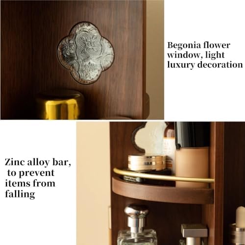 Rotating Vanity Organizer for Makeup, Solid Walnut Cosmetic Carousel - Image 5