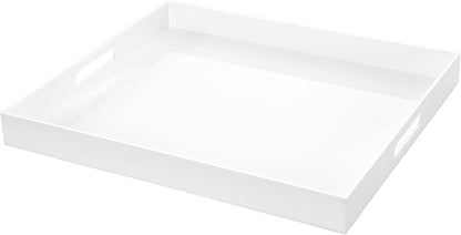 White Rectangular 18x20 Inches Acrylic Ottoman Tray Decorative Serving Tray by Unknown