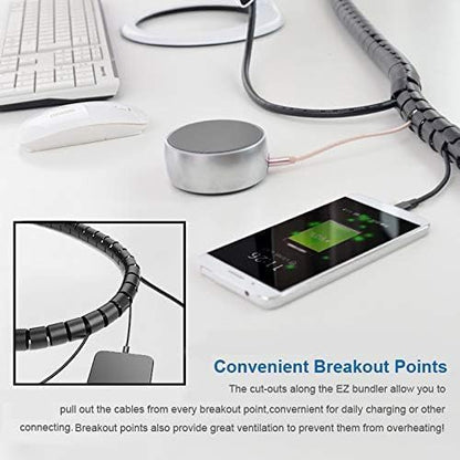 RELIANCER 10FT Cable Management Sleeve Organizer, 1/2 inch Coiled Cord - Image 5