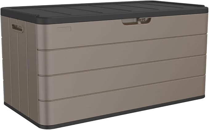 100 Gallon Plus Resin Deck Box, Waterproof Outdoor Storage Box by Unknown