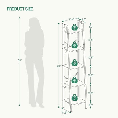 Hzuaneri Ladder Shelf, Freestanding Corner Storage Shelf | Bookcase - Image 2
