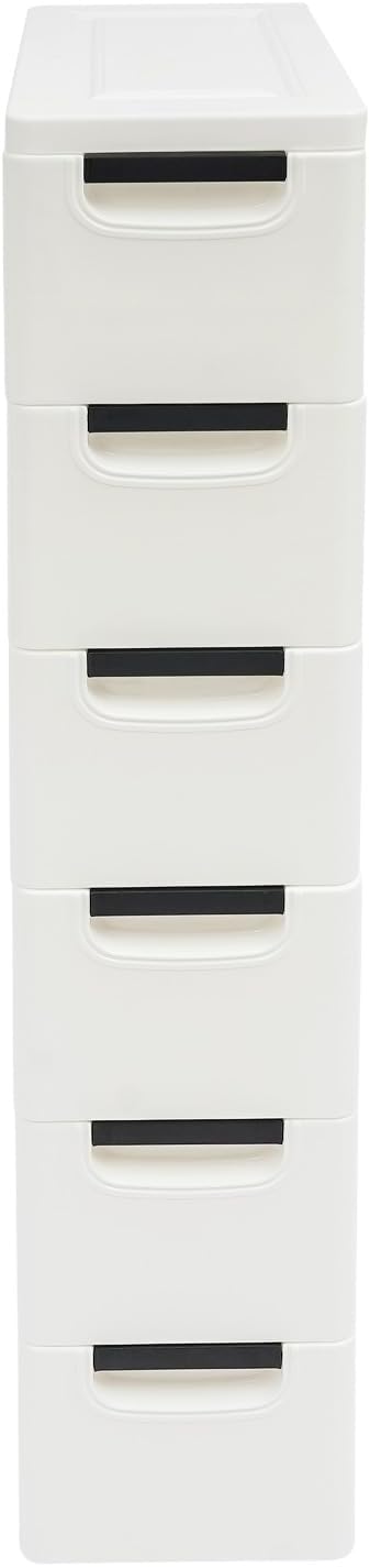 6 Drawers Plastic Storage Cabinet, Mobile Slim Utility Cart on Wheels, - Image 4