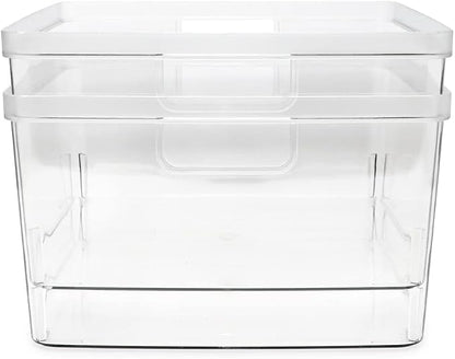 Isaac Jacobs 2-Pack Square Clear Storage Bins w/Cutout Handles, Plastic - Image 6