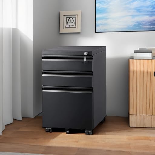 DEVAISE 3 Drawer Mobile File Cabinet Under Desk Office, Fully Assembled Except - Image 5