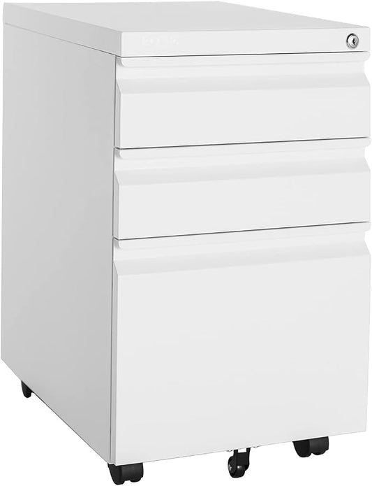 MIIIKO 3 Drawer File Cabinet, Rolling File Cabinet Under Desk, Metal Filing by MIIIKOOfficeFurniture