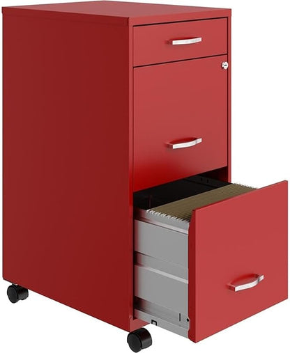 Pemberly Row 3 Drawers 29.52" Vertical Red Metal Filing Cabinet Lockable by PEMBERLYROW