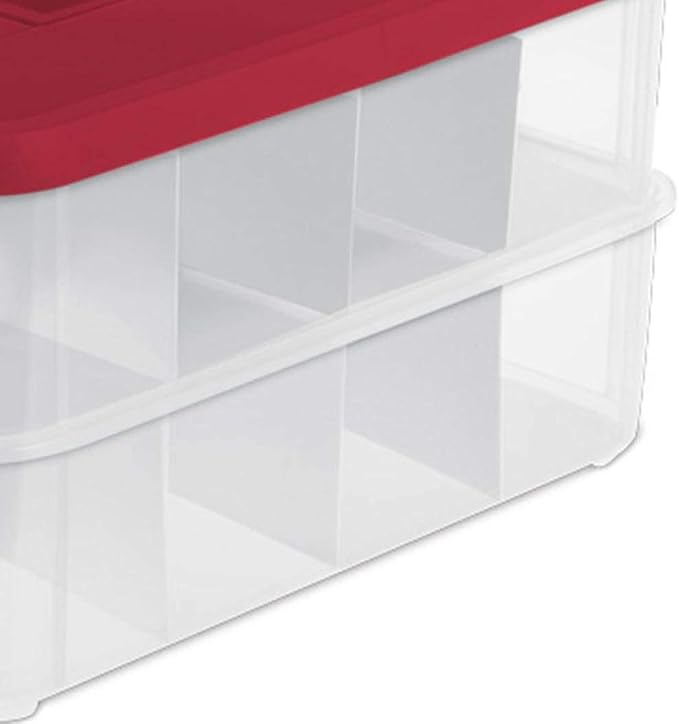 Sterilite 1427 Stack & Carry 2 Layer 24 Ornament Storage Box, See-through layers - Image 3