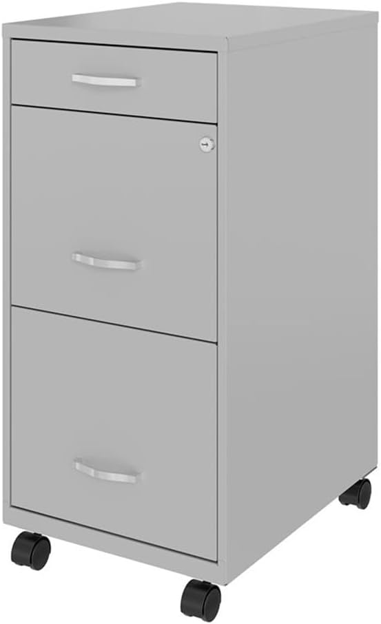 Pemberly Row 3 Drawers 29.52" Vertical Silver Metal Filing Cabinet Lockable - Image 4