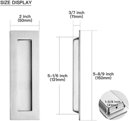 Ravinte 8 Pack Brushed Nickel Sliding Closet Door Handles Silver Flush Pulls - Image 3