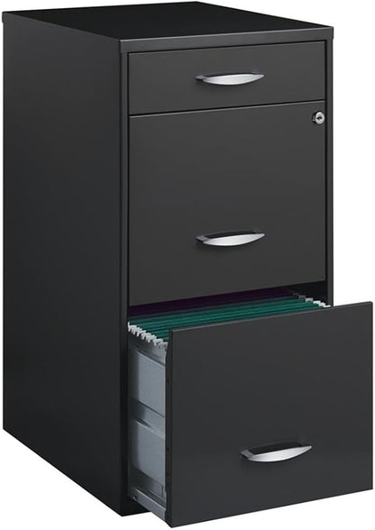 Scranton & Co 3-Drawer Contemporary Metal Filing Cabinet in Charcoal by Unknown