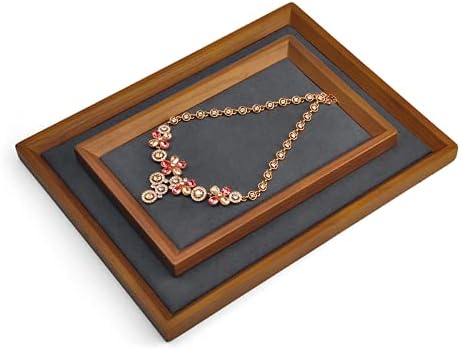 Oirlv Solid Wood Flat Jewelry Tray, Rectangle Jewelry Display Tray, Drawer - Image 3