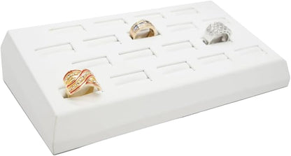 Novel Box 18-Slot White Leatherette Rings/Earrings/Cufflinks Holder Tray by NovelBoxCompanyLtd