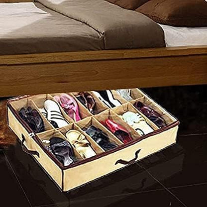 2PCS Ladies/Kids Storage Household Shoe Bag 12 Cells Underbed Foldable Closet - Image 3