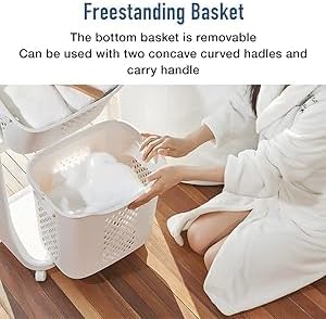 Japard Rolling Laundry Hamper Ultra Slim 22.9 Gal, 4 Sorter Vertical Stackable - Image 6