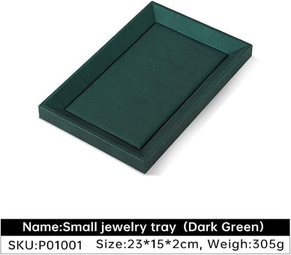 Flat Tray For Jewelry, Leather Tray, Premium Green Jewelry Tray, Stackable - Image 3