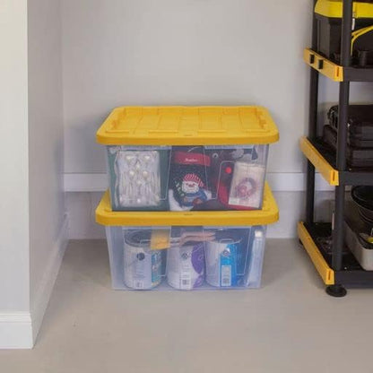 CX BLACK & YELLOW, 27-Gallon Heavy Duty Clear Storage Container & Snap-Tight Lid - Image 6