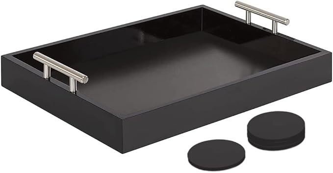 Serving Tray 16.5“X 13“Deluxe Wooden Ottoman Tray by Juleduo