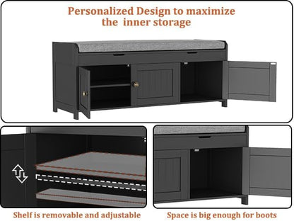 HOMEFORT 41.3" Shoe Bench with Lift Top Storage, Entryway Bench with Cushioned - Image 5