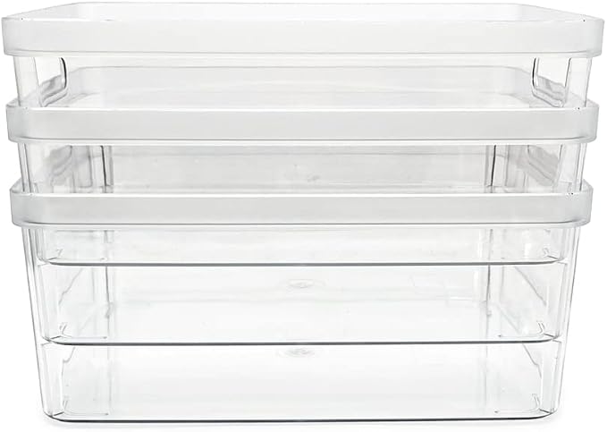 Isaac Jacobs 3-Pack Medium Clear Storage Bins w/Cutout Handles, Plastic - Image 5