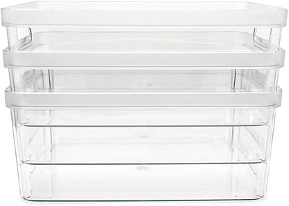 Isaac Jacobs 3-Pack Medium Clear Storage Bins w/Cutout Handles, Plastic - Image 5