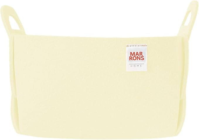 Collapsible Felt VANILLA Storage Bin Small 7.1"x5.1"x5.1" – Foldable Basket by MARRONS