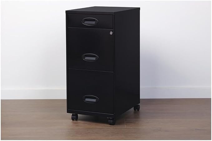 Pemberly Row 3 Drawers 29.52" Vertical Black Metal Filing Cabinet Lockable - Image 8