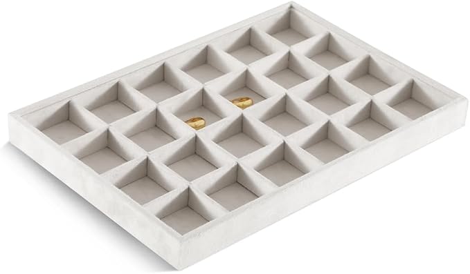 Velvet Stackable Jewelry Display Tray, 24 Grid Earring Ring Storage Tray - Image 4