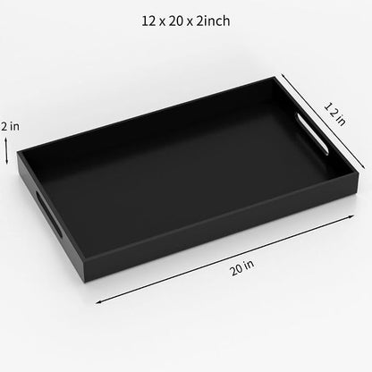 NIUBEE Acrylic Serving Tray 12x20 Inches -Spill Proof- Black Decorative Tray - Image 3