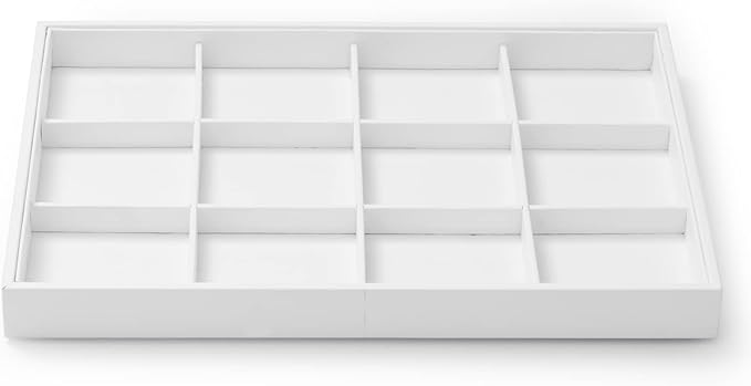 Oirlv Premium White Leather Stackable Jewelry Tray 12 Grid Jewelry Drawer by Oirlv