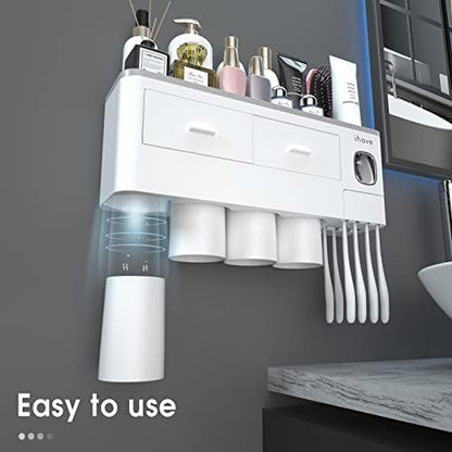 iHave Toothbrush Holders for Bathrooms, 4 Cups Toothbrush Holder Wall Mounted - Image 3