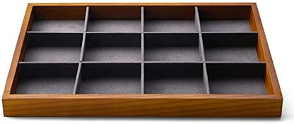 Oirlv 12 Grids Wood Jewelry Organizer Tray Stackable Jewelry Drawer Tray by Oirlv