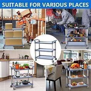 3-Tier Service Cart，3-Shelf Rolling Push Cart - Image 6