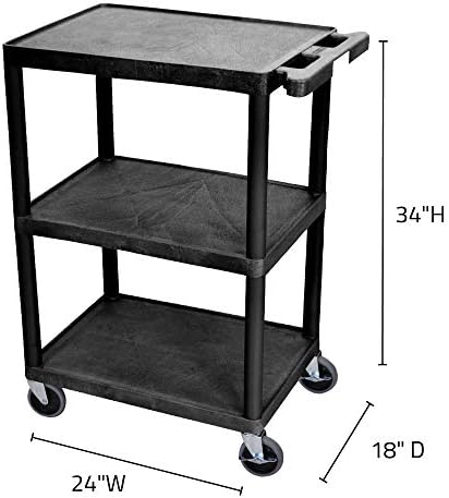 Luxor Multipurpose Storage Utility Cart 3 Shelves Structural Foam Plastic - Image 3
