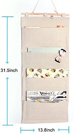 Co-link Linen/Cotton Fabric Wall Door Cloth Hanging Storage Pockets Books - Image 8