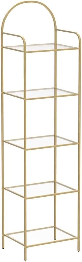 Hzuaneri Bookcase Bookshelf, Tempered Glass Bookshelves | Slim Shelving Unit - Image 4